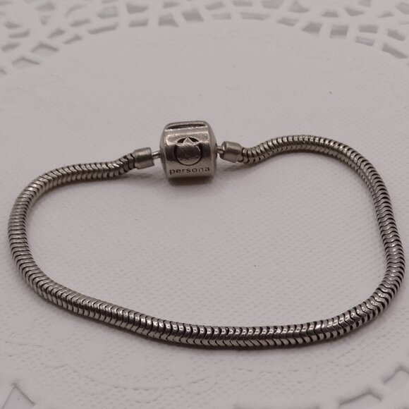 Persona 925 Sterling Silver Snake Charm Bracelet 7"1/4" - Picture 1 of 9